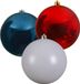 Kaemingk B.V. 3x stuks grote kerstballen van 20 cm glans van kunststof rood blauw en wit