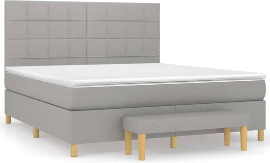 vidaXL Boxspring met matras stof lichtgrijs 180x200 cm