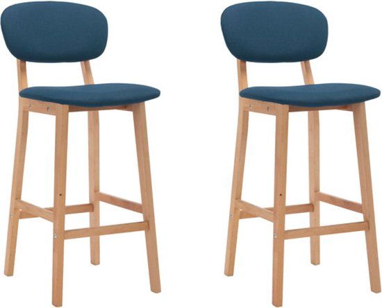 vidaXL Barkrukken - Set van 2 - Stof - Blauw