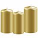 Enlightening Candles Set van 3x gouden stompkaarsen 10-12-15 cm - Sfeer kaarsen voor binnen