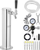 Vevor Kegerator Tower Kit, Single Tap Beer Conversion Kit, Roestvrijstalen Vat Biertorendispenser met Dubbele Meter W21.8 Regelaar en A-Systeem Vatkoppeling, Bierlekbak voor Thuisfeest