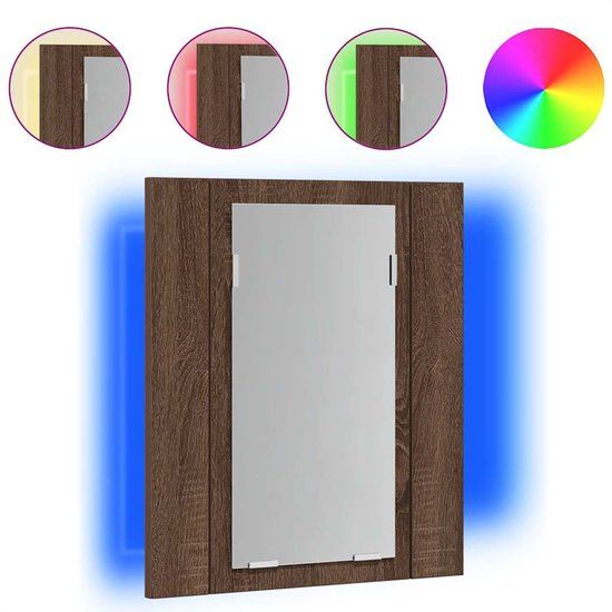 vidaXL Badkamerspiegelkast LED 40x12x45 cm Bewerkt Hout Bruineiken