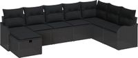vidaXL Tuinbank Set 8-delig Zwart Polyrattan