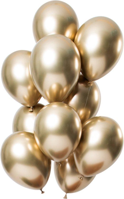 Folat Ballonnen Mirror Effect Goudkleurig 33 cm - 12 stuks