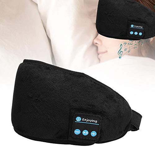 Bewinner1 Draadloze Bluetooth 5.0 Eyeshade, Nachtrust Bluetooth Oogmasker Slaapmuziek Hoofdtelefoon Ingebouwde luidsprekers High Fidelity Stereo Shock Bass, Heren Dames Intelligente oortelefoon Blinddoek(Zwart)