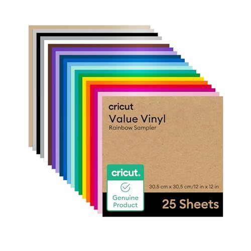 Cricut Vinyl Permanent | 25-Pack | 30,5 cm x 30,5 cm (12" x 12") | Zelfklevende Vinylvellen | voor gebruik met alle Cricut snijmachines, Rainbow Sampler