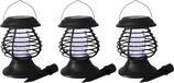 Merkloos Set van 3x stuks lampes solaires de jardin/spots à piquer anti-moustiques à énergie solaire 22 cm