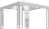 vidaXL Prieel met dubbel dak en LED-lichtslinger 3x3 m wit