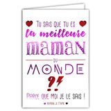65-1418 Creation-Edition 65-1418 Kaart Beste Moeder Ter Wereld, Ik Hou Van Jou, Roze/Fuchsia, 12 x 17,5 cm