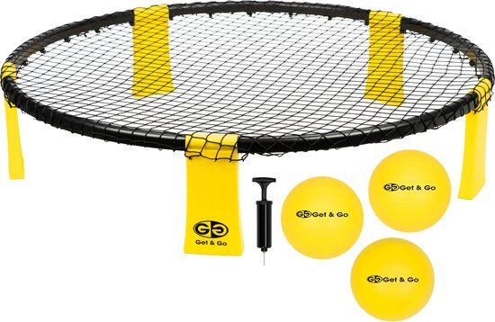 Get & Go Smash Ball Set - Inclusief 3 Ballen + Pomp - Geel/Zwart