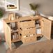 OKWISH Dressoir – 140×40×80 cm – 2 Deuren en 3 Lades – Opbergruimte voor Hal, Woonkamer en Eetkamer – MDF en Spaanplaat Naturel