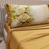 PETTI Artigiani Italiani - Katoenen beddengoed met kussenslopen met digitale print, eenpersoonslaken, beddengoedset met patroon 342 okergeel, 100% Made in Italy
