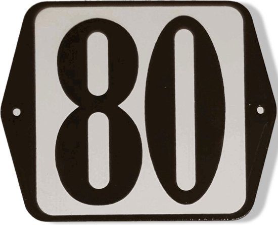 Huisnummer standaard nummer 80 - Hout - Wit - 75 cm - 1 jaar garantie