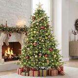 Kunstkerstboom, 180 cm, verlichte led-dennenboom met warmwitte verlichting, 1000 PE-pvc-takken, premium kwaliteit, inklapbare kerstboom voor kerstdecoratie binnen