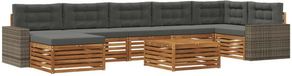 vidaXL - Bank loungeset - Acacia hout - Natuurlijk en antraciet
