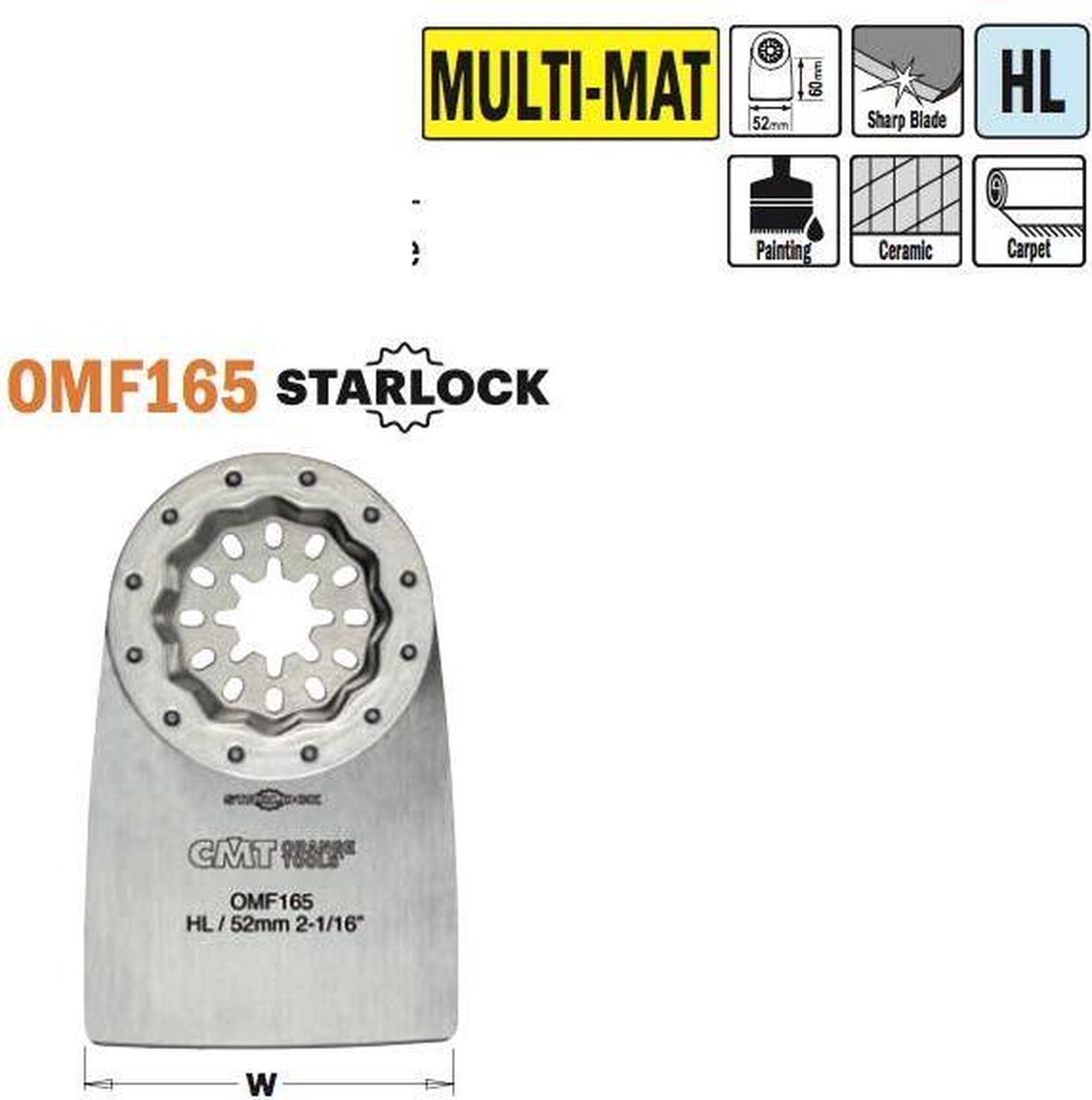 CMT omf165-x1 schraper flexibel 52 mm voor alle materialen, sokkel 022, grijs