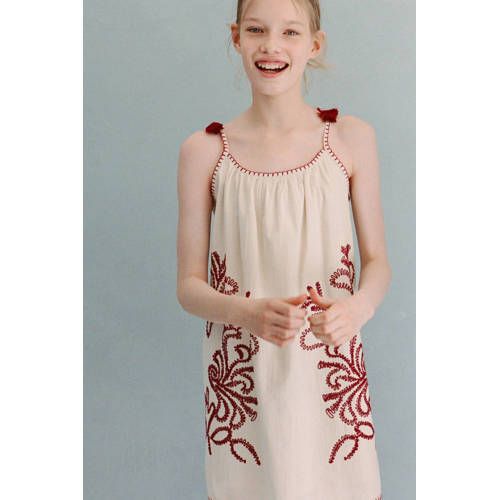 Mango Kids zomerjurk met borduursels - ecru