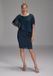 Swing cocktailjurk met pailletten en omslag in marineblauw – M