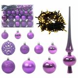 vidaXL Kerstbal set, 61 stuks, 150 LED's, warm wit licht, diameter 6 cm