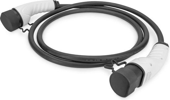 Digitus - Stroomverlengkabel - IEC 62196 Type 2 male beschermkap naar IEC 62196 Type 2 female beschermkap - 5 m - zwart - één fase