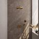 Brauer Gold Edition Thermostatische Doucheset Inbouw - Hoofddouche 30 cm - Gebogen Wandarm - Met Drukknoppen - Handdouche 3 Standen - Doucheslang - Wandaansluitbocht - Geborsteld Goud