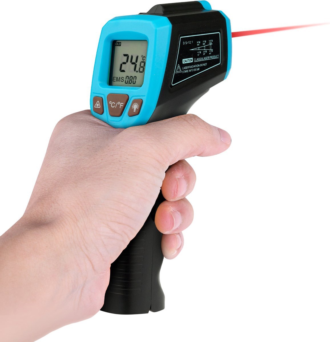 QY Warmtemeter Infrarood Thermometer met laserpointer / draadloos / -50°C tot + 600 °C - blauw