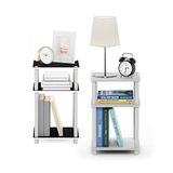 Furinno Just 3-Tier Turn-N-Tube Eindtafel, 2-Pack, Wit (Espresso)/Wit