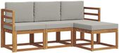 vidaXL Acacia Hout Fauteuil Lounge Set 4-zit Natuurlijk en Lichtgrijs