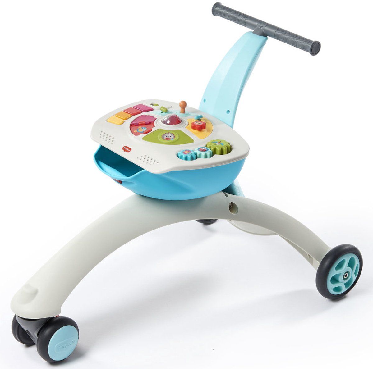 Tiny Love 5-in-1 Here I Grow, Baby-Loopstoel en Speelgoed, Loopfiets met Veiligheidsrem, Duwspeelgoed voor Baby's, 6 maanden - 3 jaar, Meadow Days, Blauw