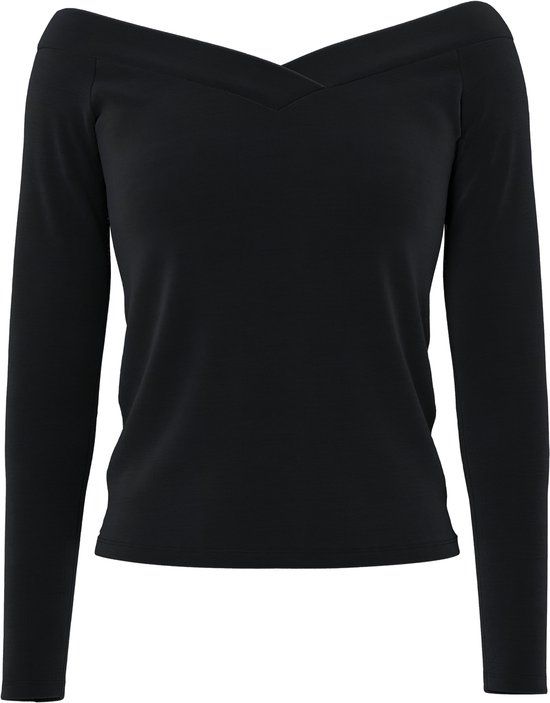 PIECES PCMALIVA LS OFFS V-NECK TOP JRS NOOS BC - Dames - Blouses - Zwart - XL