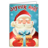 Afie 61-5625 kaart Vrolijk Kerstman rood glanzend glinsterend flamboyend geschenk muts muts pompon sneeuwvlokken feest met witte envelop