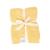 Sweet Acorn Gebreide Baby Deken in Elegant Patroon, Biologische Katoenen Dekens voor wieg of Kinderwagen, Ontvangende Dekens - Boter Geel
