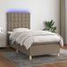 Maison Exclusive - Lit boxspring avec matelas et éclairage LED, couleur taupe, 80 x 200 cm, textile