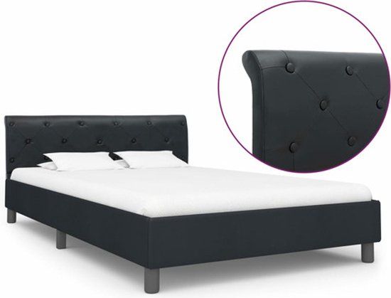 vidaXL Bedframe kunstleer zwart 140x200 cm