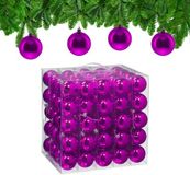 Relaxdays Kerstballen set van 100, kunststof, glanzend, Ø 6 cm, paars