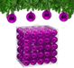 Relaxdays Kerstballen set van 100, kunststof, glanzend, Ø 6 cm, paars