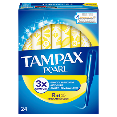 Tampax Pearl Regular wit, blauw