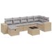 vidaXL 8-delige Loungeset met kussens, polyrattan, gemengd beige
