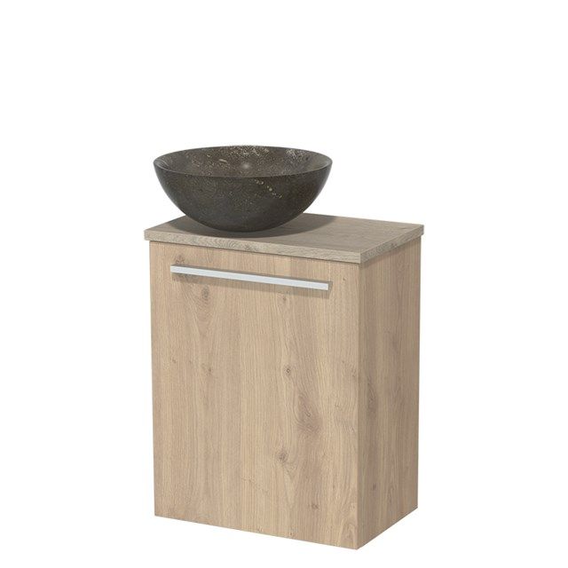 Maxaro Modulo Toiletmeubel - 41 cm - Lichtbruin Eiken - Lichtgrijs Eiken Blad