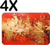 BWK Collections BWK Luxe Placemat Set - Gold & Red Abstract Art - 45x30cm - Vinyl - Anti-Slip - Set of 4