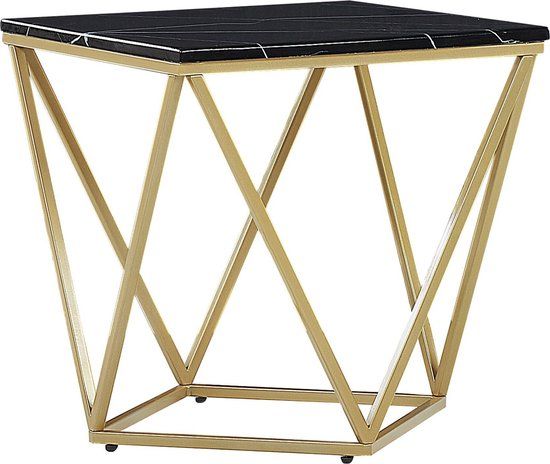 Beliani MALIBU - Design Bijzettafel - Vierkant - Zwart & Goud - MDF - 50x50cm