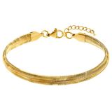 Lucardi Dames Stalen goldplated armband met platteschakel - Armband - Staal - Goudkleurig - 20 cm