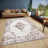 Hanse Home Retro Oosters tapijt, oosters laagpolig woonkamertapijt in vintage look, oosterse tapijtloper voor slaapkamer, eetkamer, woonkamer, hal, keuken, crèmebruin, 160 x 235 cm