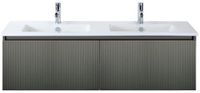 BES LED Frozen 3D Badmeubelset 140 cm - Greeplijst in Kleur - Petrol Mat - Keramische Wastafel Wit 2 Kraangaten