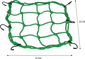 BDO Premium Bagagenet met 6 Haken Groen â€“ 25x25cm â€“ 55x55 Uitgerekt Spin Motorfiets Scooter en Fiets