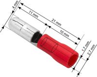 ABC-LED Kabelschoen Rond Rood - Insteekbreedte 4 mm Lengte 21 mm - 100 Stuks