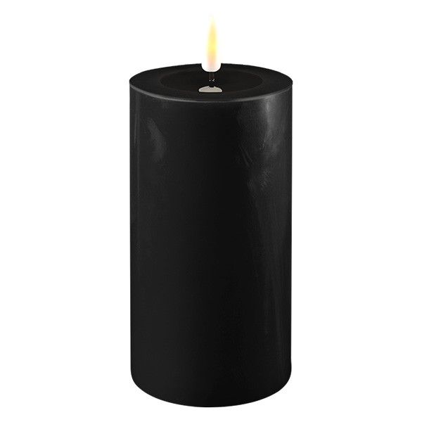 LED Candle 7.5 x 15 cm | Black | 3D Flame | Deluxe HomeArt