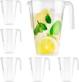 Matana – 6 Plastic Kannen, 1,5L – Doorzichtig – Herbruikbaar & Stevig – Voor Water, Sap, Cocktails & Bier – Voor Verjaardagen & Bruiloften