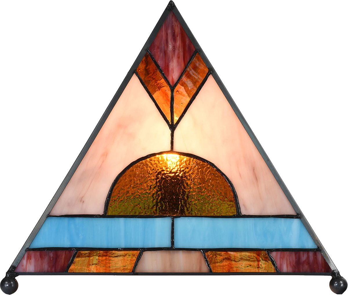 Clayre & Eef LumiLamp Tiffany Tafellamp 26*26*30 cm Bruin Glas Tiffany Bureaulamp Tiffany Lampen