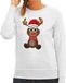 Bellatio Decorations Foute Kersttrui / sweater voor dames - Merry Christmas - grijs - kerst rendier L